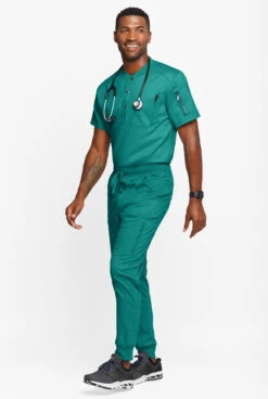 UA Advantage STRETCH Men's 2-Pocket Short Sleeve Henley Scrub Top -Cherokee Shop AB921 092623 TEAL 4
