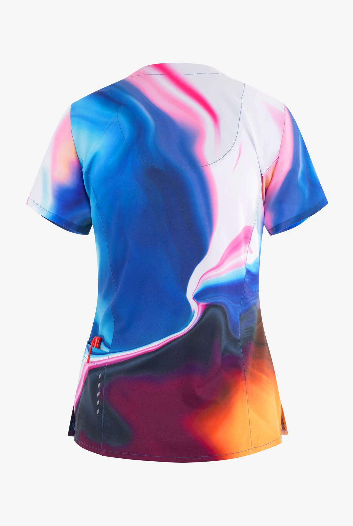 Barco One Shimmering Skies Marble Women's 4-Pocket STRETCH V-Neck Print Scrub Top 2 Barco One Shimmering Skies Marble Women's 4-Pocket STRETCH V-Neck Print Scrub Top - Image 2