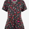 Betsey Johnson Mon Cheri Hearts Women's 2-Pocket STRETCH V-Neck Print Scrub Top