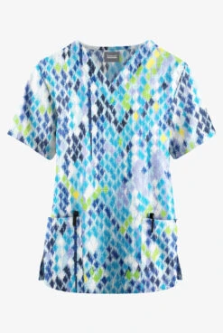 Butter-Soft Originals Antik Ikat Women's 2-Pocket Classic Fit V-Neck Printed Scrub Top