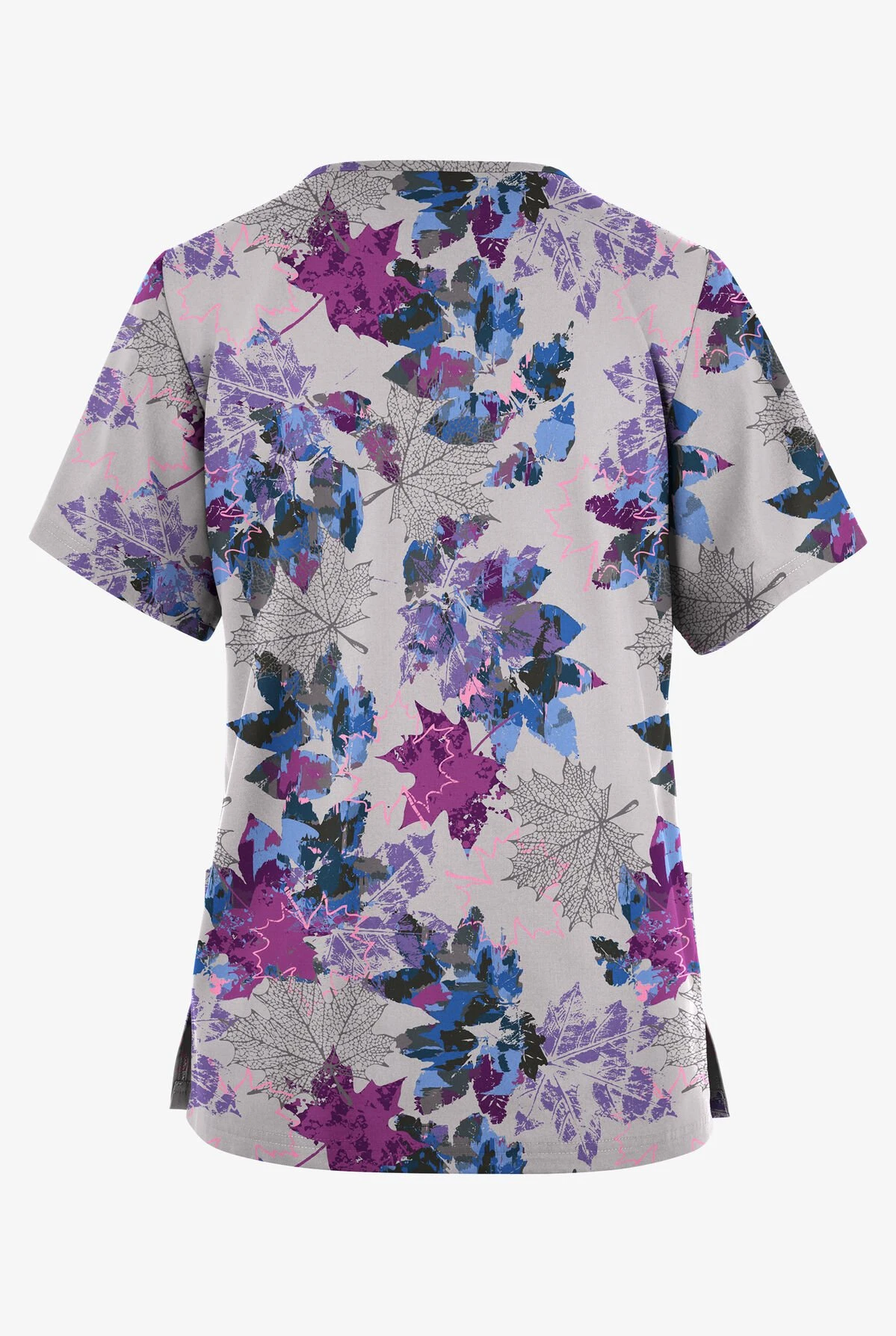 Butter-Soft Originals Autumn Park Silver Women's 2-Pocket Classic Fit V-Neck Printed Scrub Top 2 Butter-Soft Originals Autumn Park Silver Women's 2-Pocket Classic Fit V-Neck Printed Scrub Top - Image 2