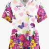 Butter-Soft Originals Butterfly Valley Women's 2-Pocket Classic Fit V-Neck Printed Scrub Top