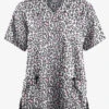 Butter-Soft Originals Jungle Mix Silver Women's 2-Pocket Classic Fit V-Neck Printed Scrub Top
