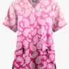 Butter-Soft Originals Paisley Gradient Fuchsia Women's 2-Pocket Classic Fit V-Neck Printed Scrub Top