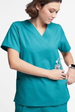 Butter-Soft Originals Women's 2-Pocket V-Neck Scrub Top -Cherokee Shop BSN1162 092523 TEAL 4 S HV