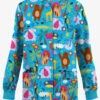Butter-Soft Originals Jungle Party Turquoise Women's 3-Pocket Warm-Up Printed Scrub Jacket