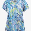 Butter-Soft Originals Antik Ikat Women's 6-Pocket Scallop Neck Printed Scrub Top
