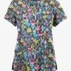 Butter-Soft Originals Desert Cactus Pewter Women's 6-Pocket Scallop Neck Printed Scrub Top