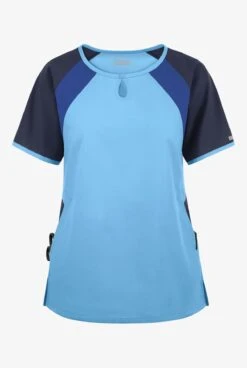 Butter-Soft Originals Women's 3-Pocket Keyhole Neck Tri-Colorblock Scrub Top