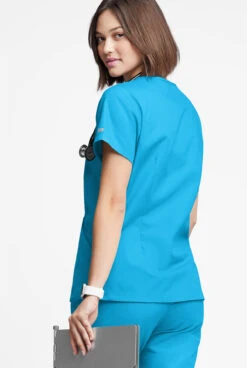 Butter-Soft Originals Women's 4-Pocket Notch Neck Scrub Top -Cherokee Shop BSN1531 101623 TURQU 3