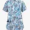 Butter-Soft Originals Floral Batik Morning Dew Women's 6-Pocket Mandarin Collar Printed Scrub Top 