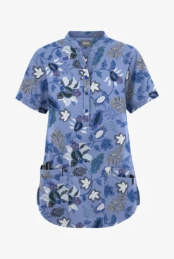 Butter-Soft Originals Imperial Jacobean Ceil Women's 6-Pocket Mandarin Collar Printed Scrub Top 