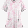 Butter-Soft Originals Etched Roses Blush Women's 3-Pocket Criss Cross Printed Scrub Top