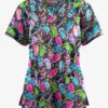 Butter-Soft Originals Flip Flop Fun Pewter Women's 3-Pocket Criss Cross Printed Scrub Top