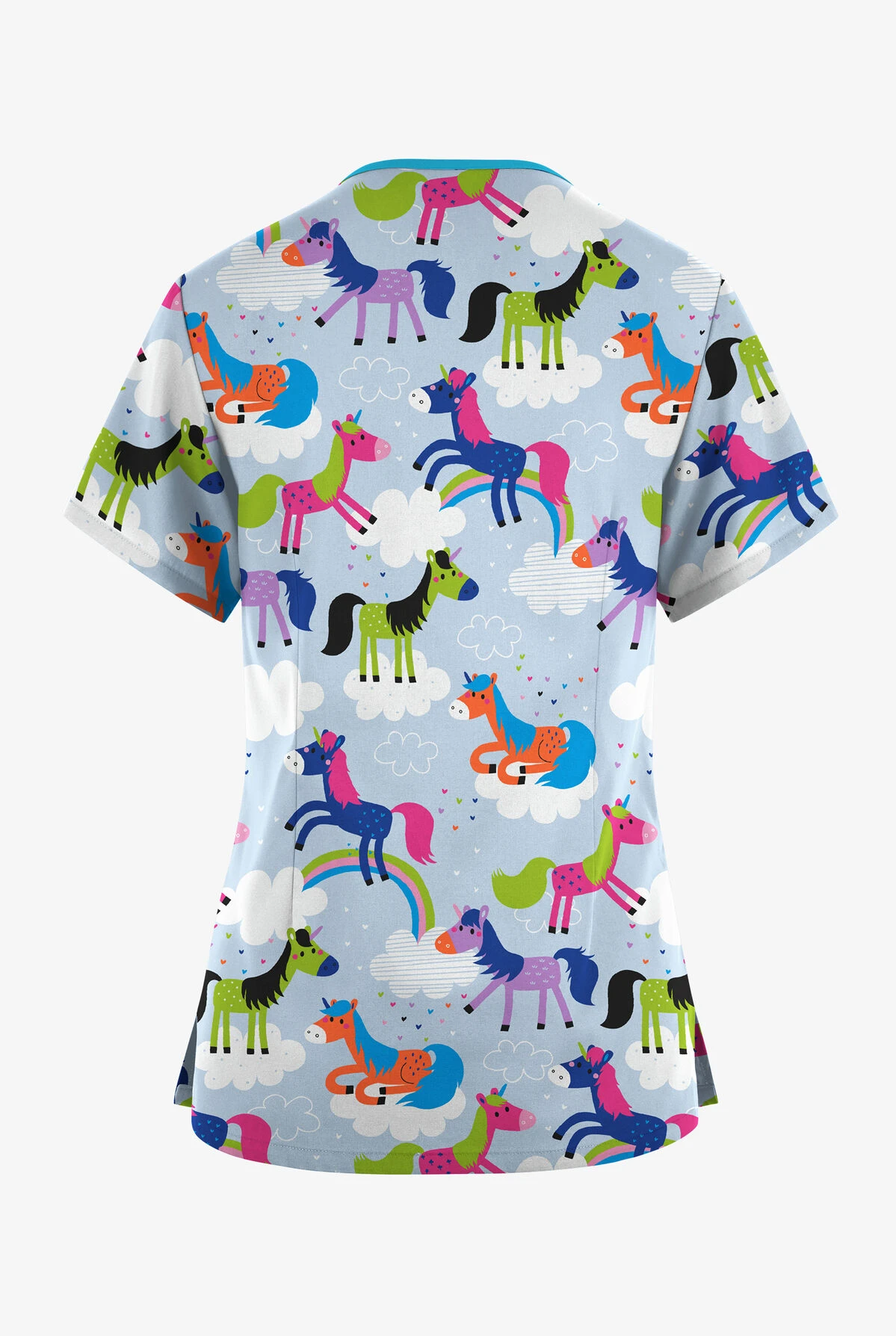 Butter-Soft Originals On The Clouds Morning Dew Women's 3-Pocket Criss Cross Printed Scrub Top 2 Butter-Soft Originals On The Clouds Morning Dew Women's 3-Pocket Criss Cross Printed Scrub Top - Image 2