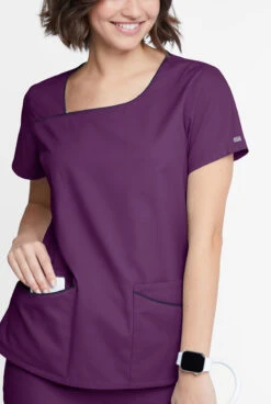 Butter-Soft Originals Women's 4-Pocket Asymmetrical Neck Scrub Top -Cherokee Shop BSN1658C 101723 EGGNA 4 HV