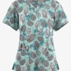 Butter-Soft Originals Winter Pine Cones Sea Frost Women's 4-Pocket Rounded V-Neck Printed Scrub Top