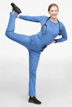 Butter-Soft STRETCH Women's 6-Pocket High Waisted Slim Leg Yoga Scrub Pants - Petite -Cherokee Shop BSS4248 CEIL 4