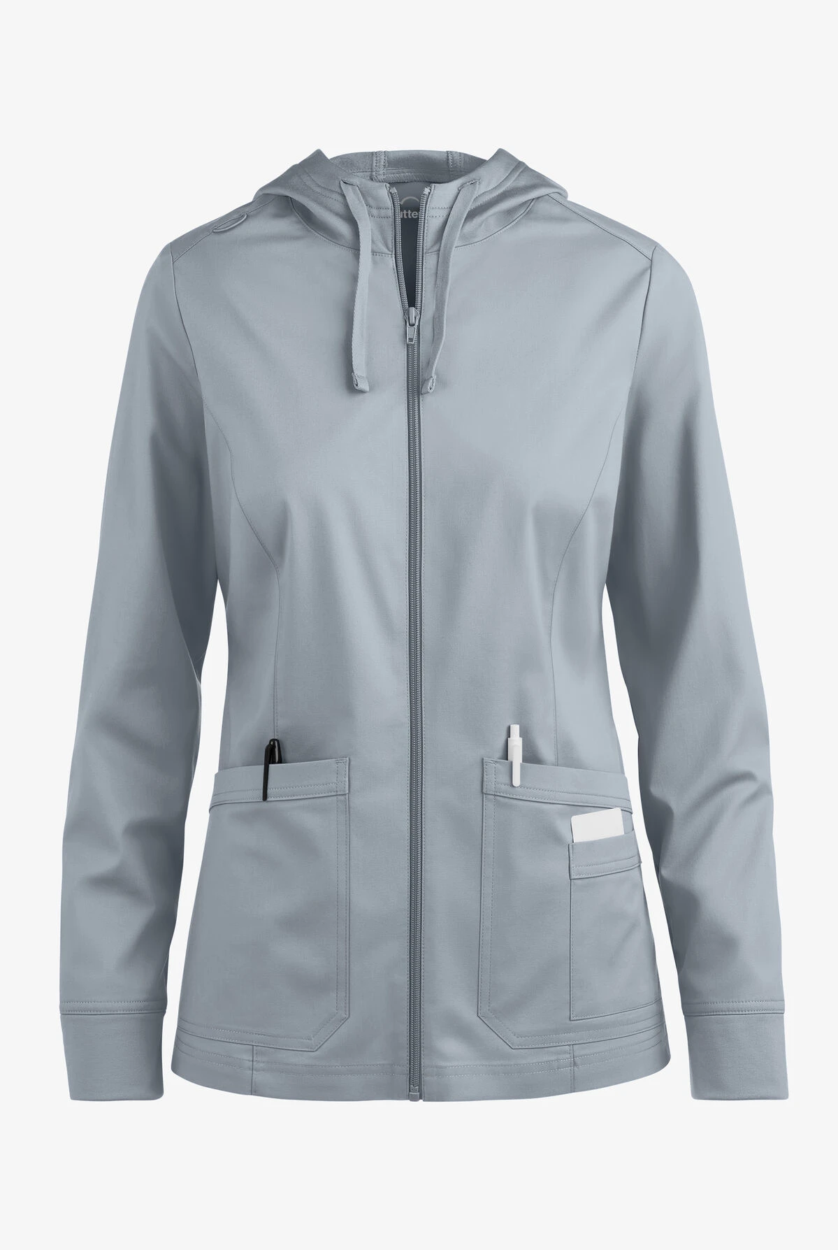 UA Butter-Soft STRETCH Women's 3-Pocket Zip-Front With Cozy Knit Hood And Trim Scrub Jacket 1 UA Butter-Soft STRETCH Women's 3-Pocket Zip-Front With Cozy Knit Hood And Trim Scrub Jacket
