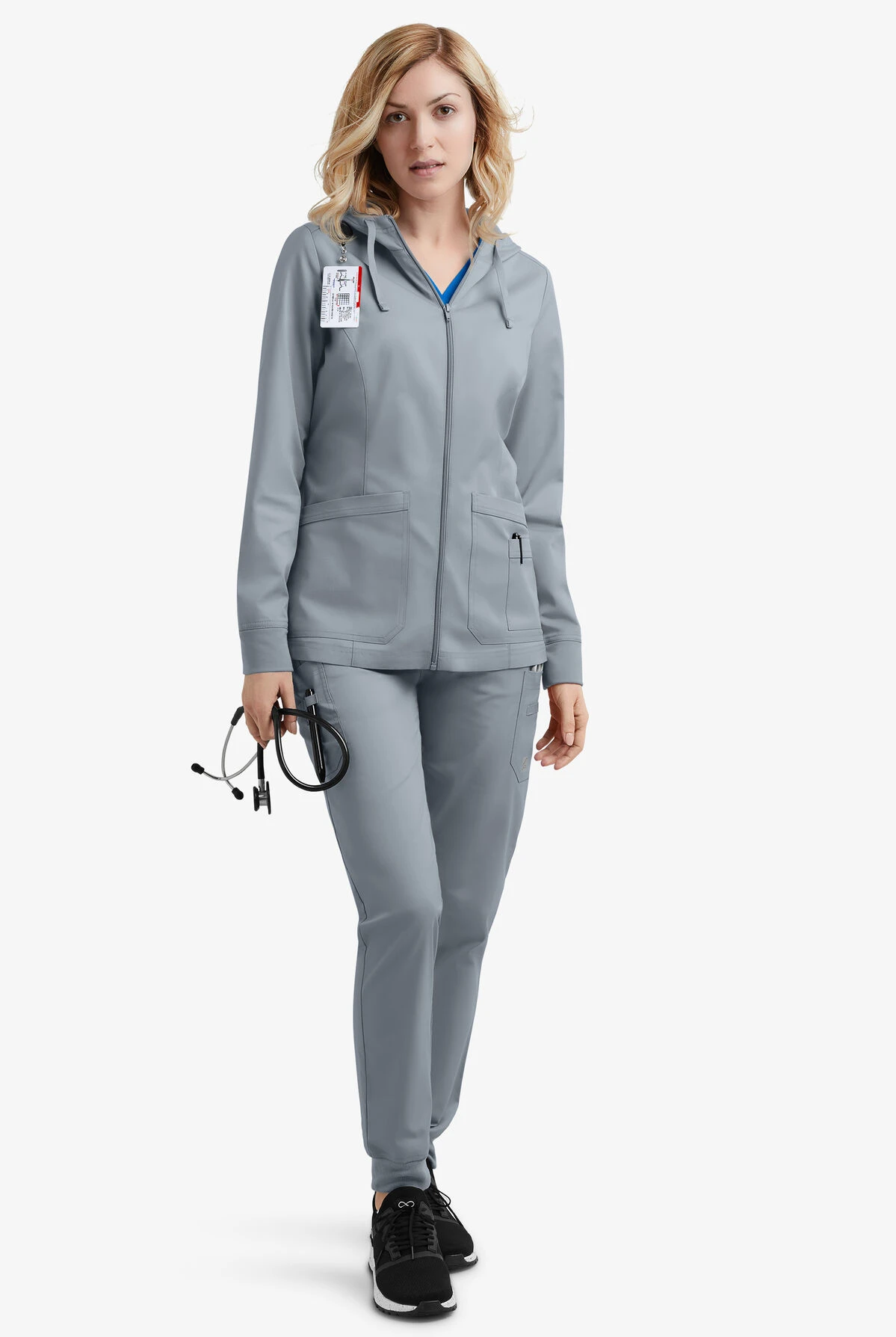 UA Butter-Soft STRETCH Women's 3-Pocket Zip-Front With Cozy Knit Hood And Trim Scrub Jacket 2 UA Butter-Soft STRETCH Women's 3-Pocket Zip-Front With Cozy Knit Hood And Trim Scrub Jacket - Image 2