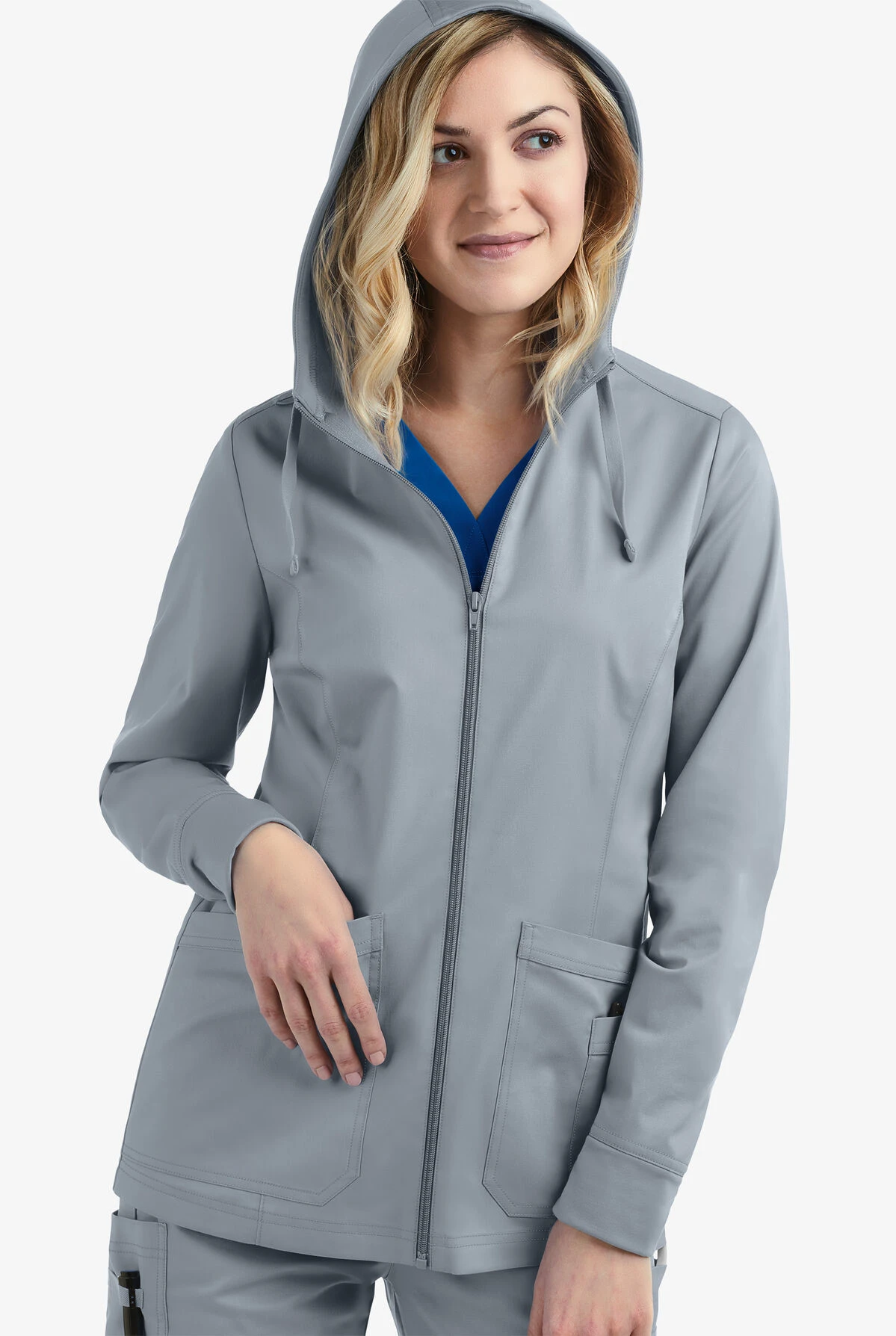 UA Butter-Soft STRETCH Women's 3-Pocket Zip-Front With Cozy Knit Hood And Trim Scrub Jacket 3 UA Butter-Soft STRETCH Women's 3-Pocket Zip-Front With Cozy Knit Hood And Trim Scrub Jacket - Image 3