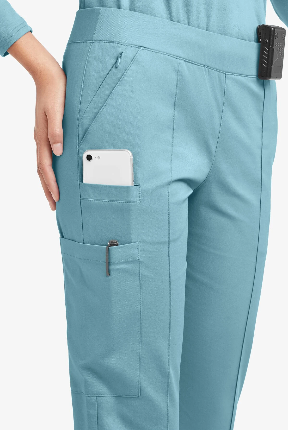 UA Butter-Soft STRETCH Women's 6-Pocket Pin-Tuck Crop Slim With Sport Trim Detail Scrub Pants 2 UA Butter-Soft STRETCH Women's 6-Pocket Pin-Tuck Crop Slim With Sport Trim Detail Scrub Pants - Image 2