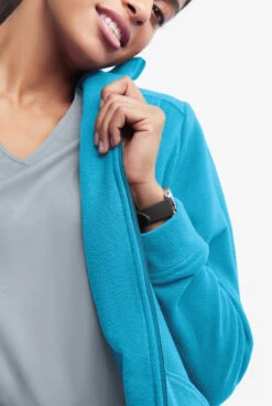 UA Butter-Soft STRETCH Women's 2-Pocket Zip Front Fleece Scrub Jacket -Cherokee Shop BSS937 TURQU 3 HV