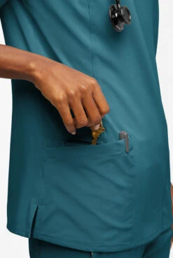 Easy STRETCH By Butter-Soft™ Women's Amber 4-Pocket Notch Neck Scrub Top -Cherokee Shop BU4234 CARIB 4