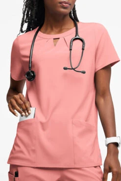 Easy STRETCH By Butter-Soft™ Salma Women’s 3-Pocket Keyhole Neck Scrub Top -Cherokee Shop BU4565 092623 AUCOR 3 HV