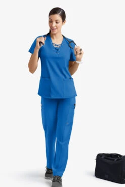 Easy STRETCH By Butter-Soft™ Nala Women's 5-Pocket Straight Leg Scrub Pants - Petite -Cherokee Shop BU469 ROYAL 5