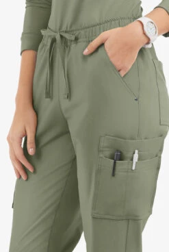 Easy STRETCH By Butter-Soft™ Halle Women's 11-Pocket Ruched Leg Jogger Scrub Pants -Cherokee Shop BU471 110723 OLLEA 3 HV