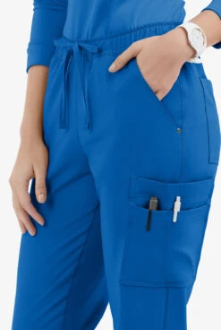 Easy STRETCH By Butter-Soft™ Halle Women's 11-Pocket Ruched Leg Jogger Scrub Pants - Petite -Cherokee Shop BU471 ROYAL 3