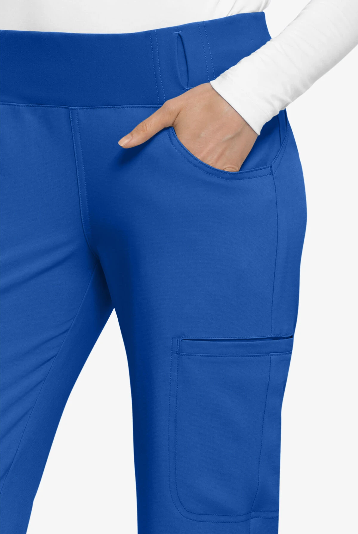 Cherokee Iflex Women's 6-Pocket STRETCH Knit Waistband Cargo Scrub Pants - Petite 2 Cherokee Iflex Women's 6-Pocket STRETCH Knit Waistband Cargo Scrub Pants - Petite - Image 2