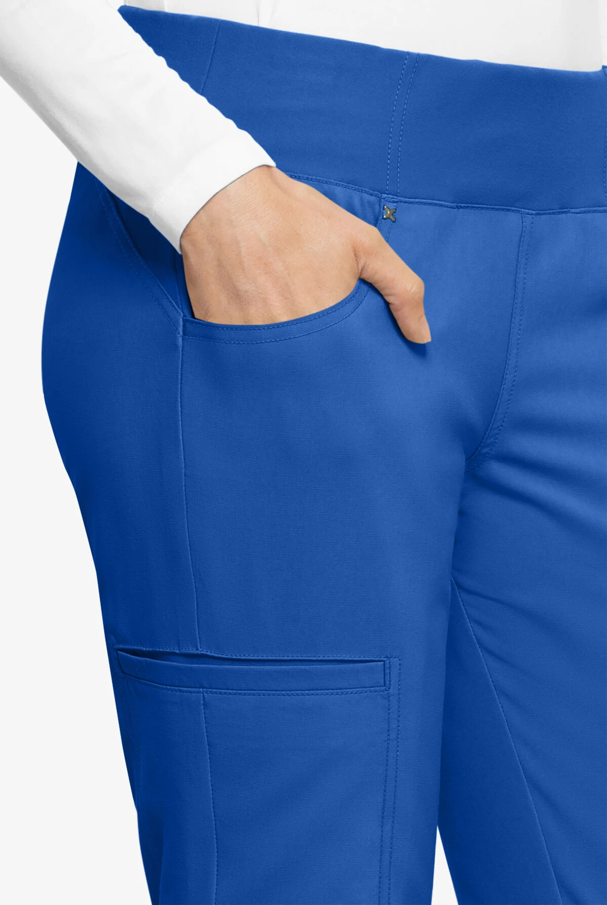 Cherokee Iflex Women's 6-Pocket STRETCH Knit Waistband Cargo Scrub Pants - Petite 3 Cherokee Iflex Women's 6-Pocket STRETCH Knit Waistband Cargo Scrub Pants - Petite - Image 3