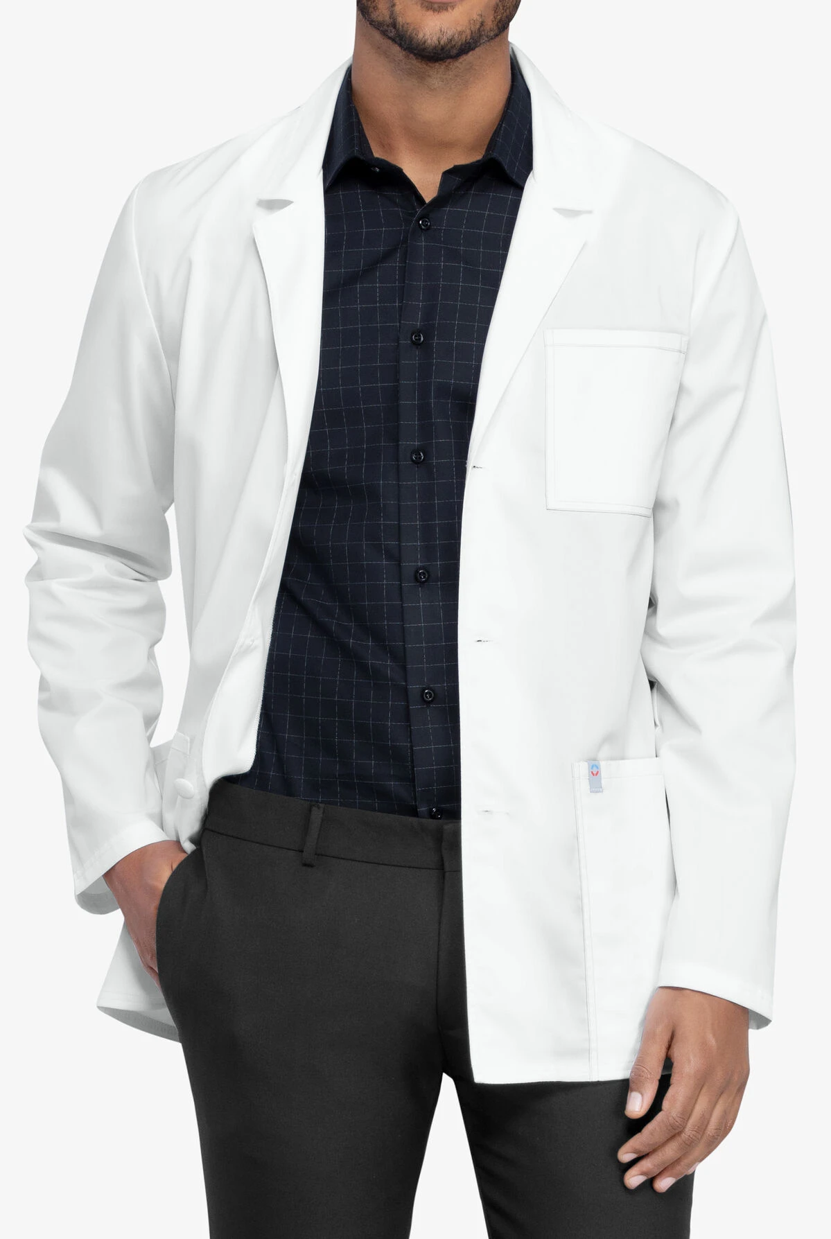 Cherokee Workwear Revolution Tech Men's 4-Pocket STRETCH Consultation Lab Coat 1 Cherokee Workwear Revolution Tech Men's 4-Pocket STRETCH Consultation Lab Coat