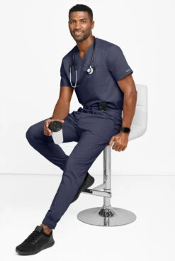 UA Exclusive Cherokee Workwear Professionals Active Men's 5-Pocket STRETCH Jogger Scrub Pants -Cherokee Shop CK215 NAVY 4