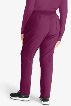 Cherokee Collection Women's 5-Pocket STRETCH Flat Front Rib-Knit Back Cargo Scrub Pants -Cherokee Shop CK248 092123 WINE 3