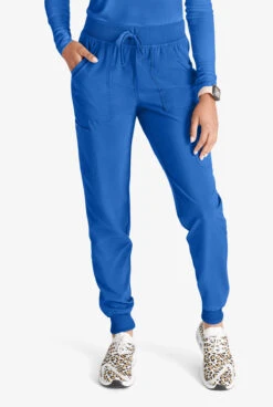 Cherokee Collection Women's 4-Pocket STRETCH Rib-Knit Waist Cargo Jogger Scrub Pants