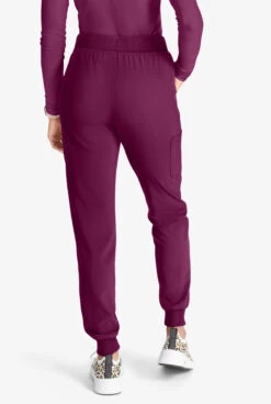Cherokee Collection Women's 4-Pocket STRETCH Rib-Knit Waist Cargo Jogger Scrub Pants - Petite -Cherokee Shop CK249 092123 WINE 3