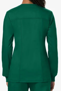 Cherokee Workwear Revolution Women's 3-Pocket STRETCH Snap Front Scrub Jacket -Cherokee Shop CK310 HUNTE 4