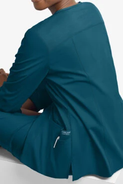 UA Exclusive Cherokee Workwear Professionals Active Women's 4-Pocket STRETCH Zip Front Scrub Jacket -Cherokee Shop CK390 CARIB 4