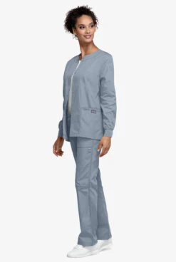 Cherokee Workwear Women's 3-Pocket Snap Front Scrub Jacket -Cherokee Shop CK4350 GREY 4