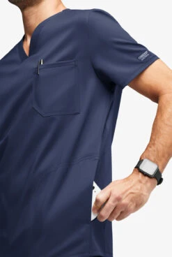 UA Exclusive Cherokee Workwear Revolution Men's 3-Pocket STRETCH Mesh Trim V-Neck Scrub Top -Cherokee Shop CK609 091523 NAVY 3 HV