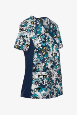 Cherokee Flexibles Bold Blooms Women's 2-Pocket Mock Wrap STRETCH Print Scrub Top -Cherokee Shop CK610BDB 3