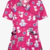 Cherokee Beauty Paw-lor Mock Wrap Print Scrub Top