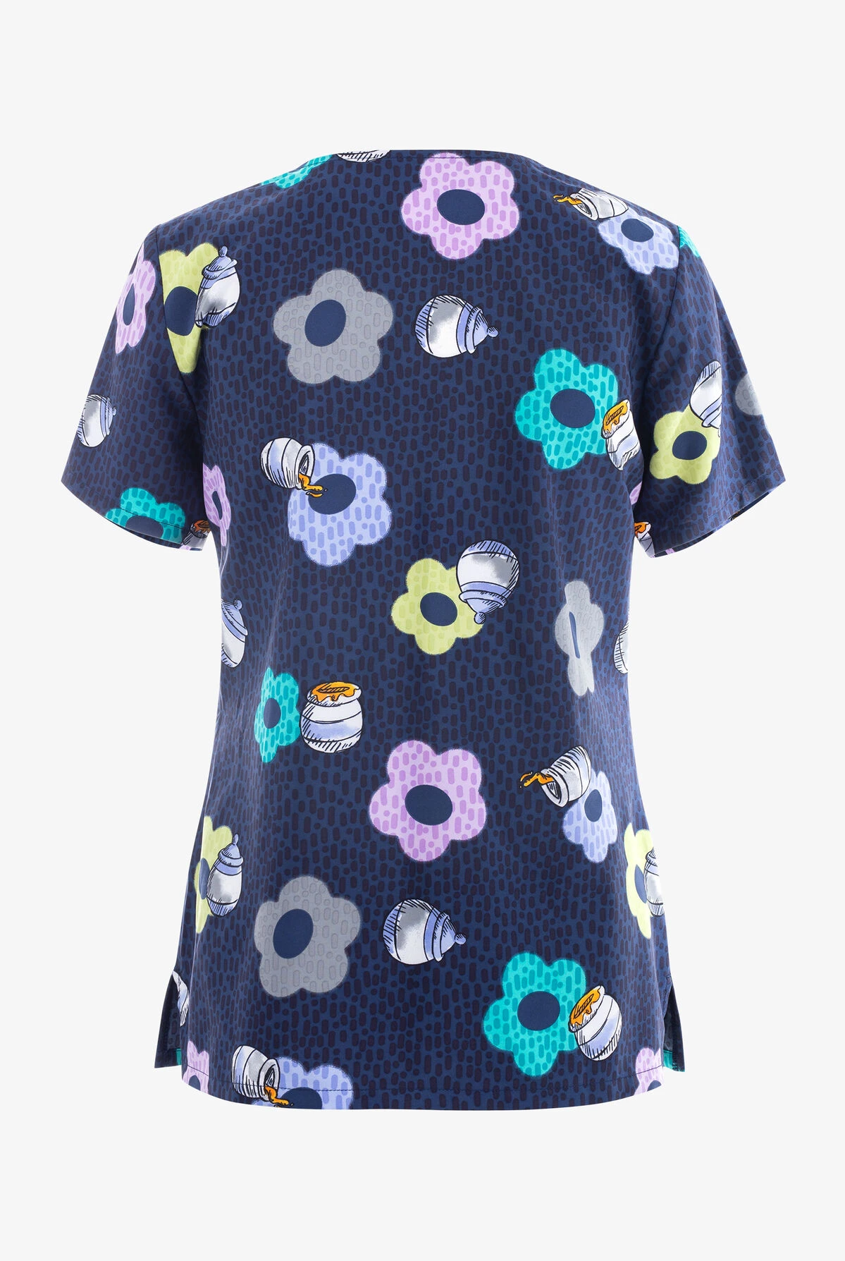 Cherokee Tooniforms Home And Hunny Winnie The Pooh Women's 3-Pocket STRETCH V-Neck Print Scrub Top 2 Cherokee Tooniforms Home And Hunny Winnie The Pooh Women's 3-Pocket STRETCH V-Neck Print Scrub Top - Image 2
