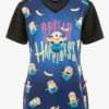 Cherokee Tooniforms Say Banana Minions Women's 2-Pocket STRETCH V-Neck Print Scrub Top