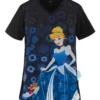 Cherokee Tooniforms Disney Glass Slipper Women's 1-Pocket V-Neck Print Scrub Top