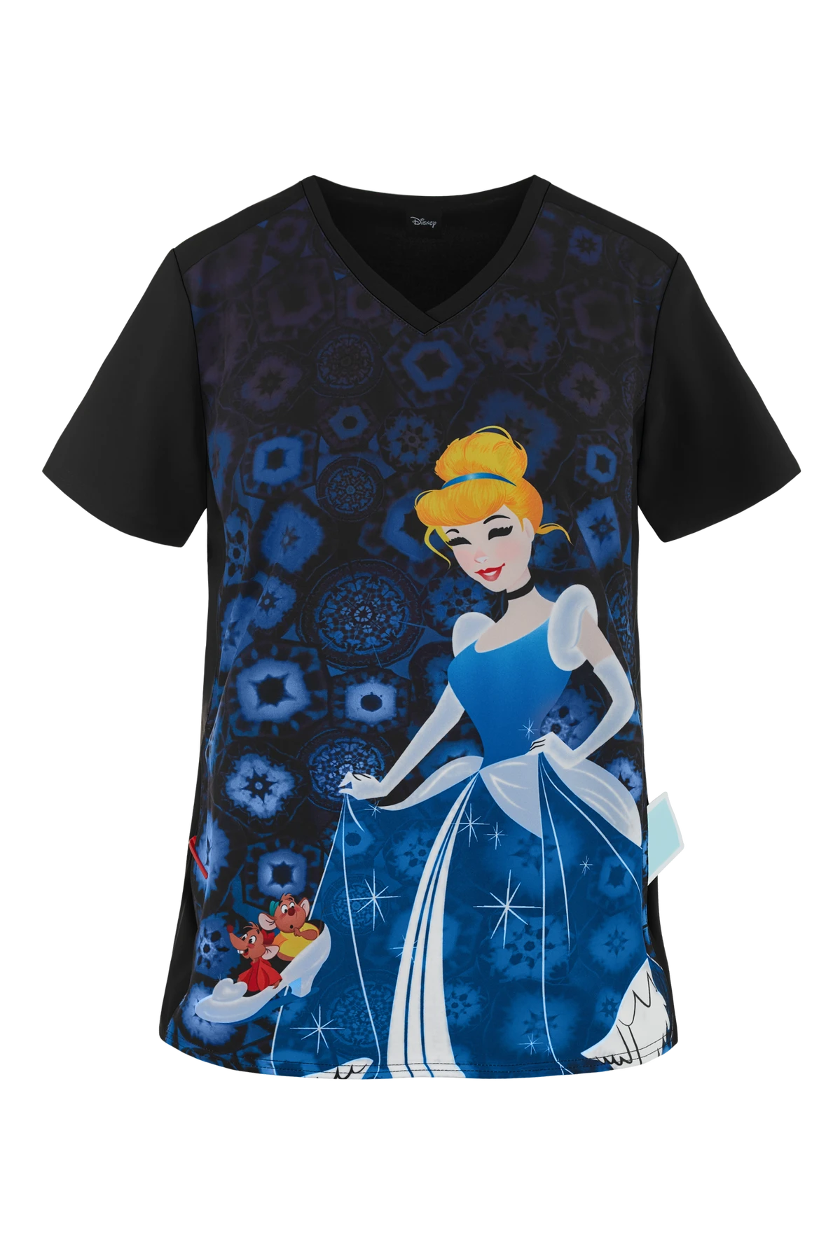 Cherokee Tooniforms Disney Glass Slipper Women's 1-Pocket V-Neck Print Scrub Top 1 Cherokee Tooniforms Disney Glass Slipper Women's 1-Pocket V-Neck Print Scrub Top