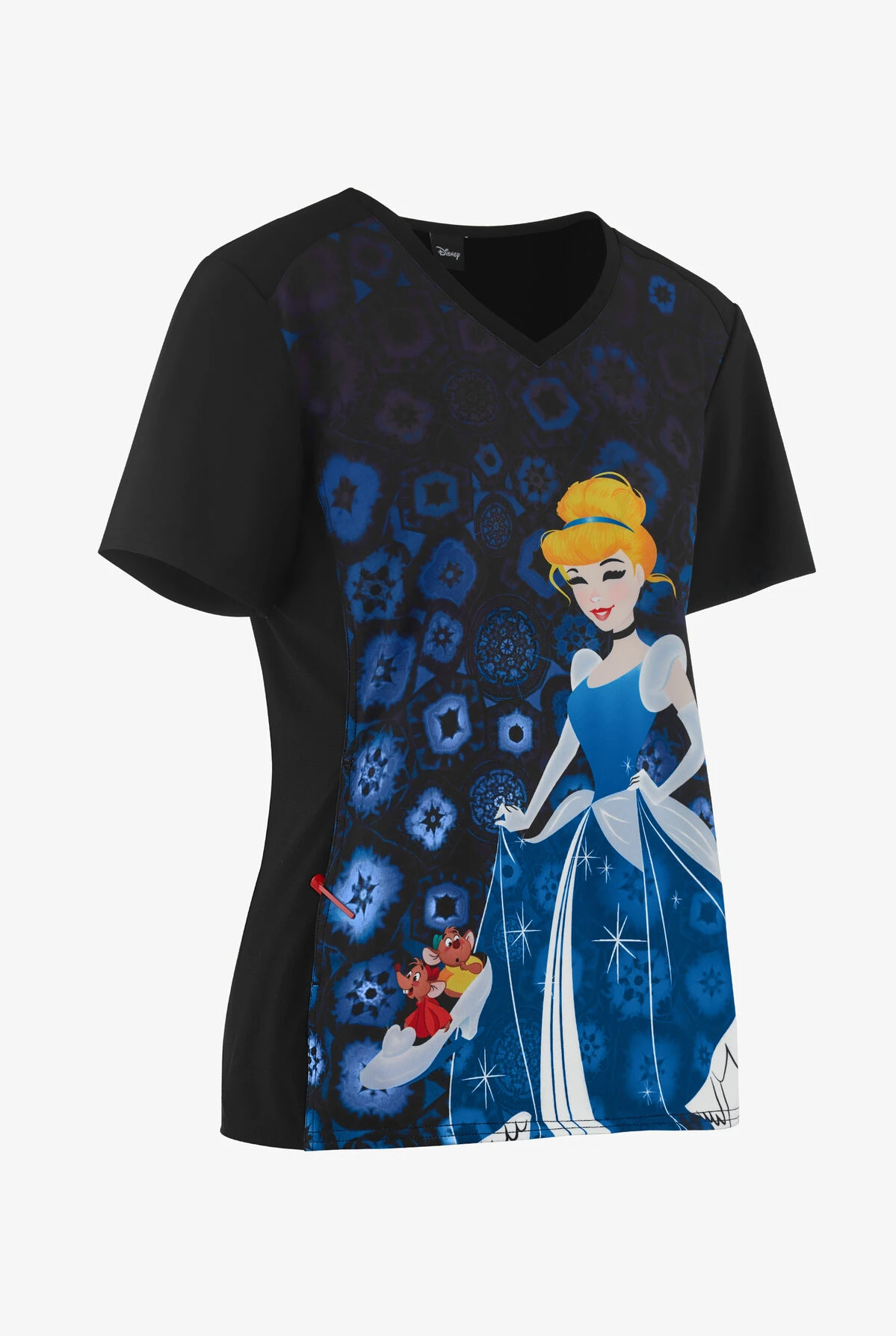 Cherokee Tooniforms Disney Glass Slipper Women's 1-Pocket V-Neck Print Scrub Top 3 Cherokee Tooniforms Disney Glass Slipper Women's 1-Pocket V-Neck Print Scrub Top - Image 3